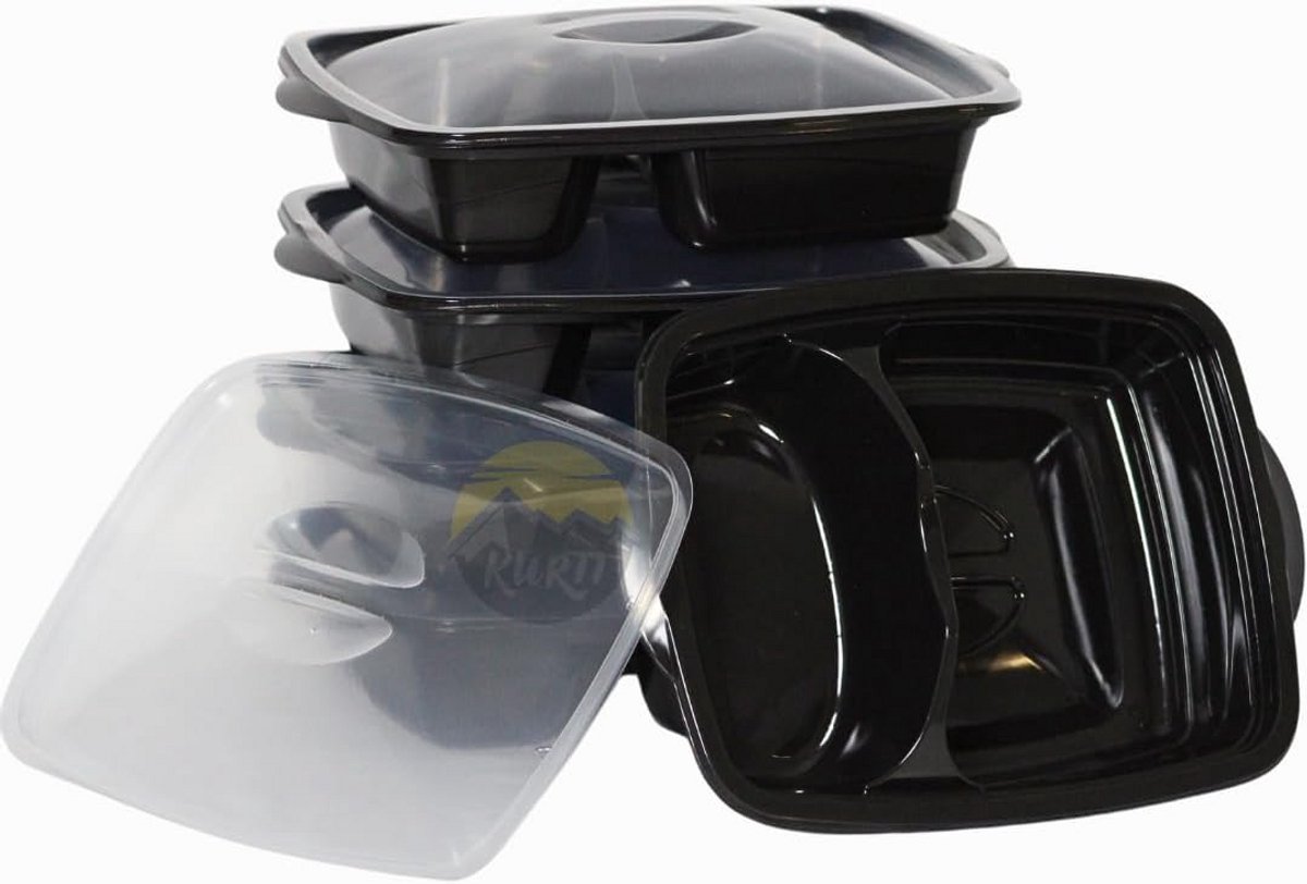 Meal Prep Containers met 2 Vakken - 10 Stuks - Herbruikbaar en Lekvrij