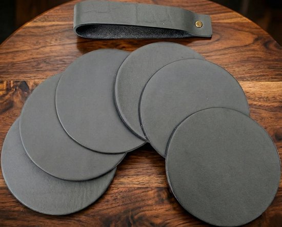 Sous-verres en cuir - Rond - 10 pièces - Sous-verres gris - Sous-verres en cuir - Sous-verres ronds - Sous-verres pour lunettes
