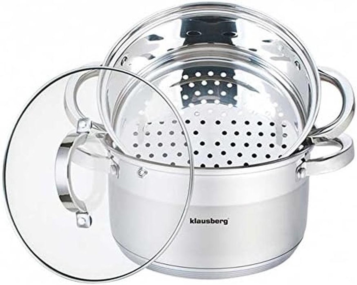 RVS Stoompan Set - 4-Delige Stoomkoker voor Inductie en Alle Fornuizen - 18 cm