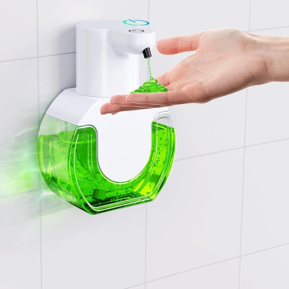 GELLDG Automatische zeepdispenser - Wandgemonteerde zeepdispenser - 420 ml - met sensor - USB oplaadbaar - IPX5 waterdicht - 4 instelbare doseerniveaus - Gelversie
