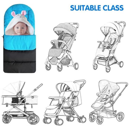 Blijf warm Voetenzak met openingen voor de voeten - geschikt voor kinderwagens - 86*40 cm - waterdichte en slijtvaste buitenlaag van Oxford-stof - kan gebruikt worden als slaapzak of zitkussen - babyslaapzak - verdikt - winddicht - waterdicht van Merkloos — afbeelding 5