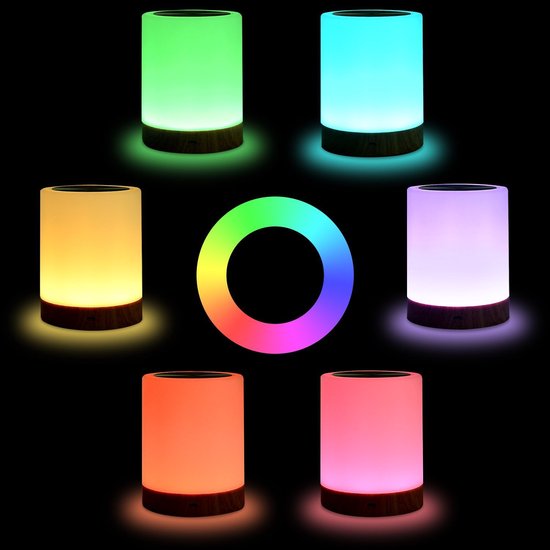 Nachtlampje - Oplaadbaar LED-nachtlampje - Sfeerverlichting - Dimbaar aanraaklicht - 6 RGB-kleuren - 3 helderheidsniveaus - Draagbaar oplaadbaar nachtlampje - Nachtlampje voor op de camping van Merkloos — afbeelding 3