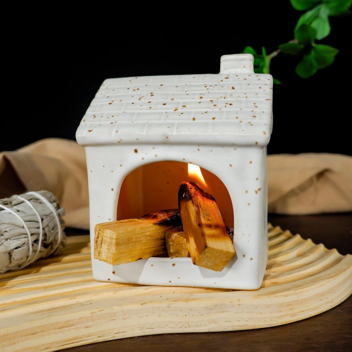 Keramische Wierookbrander voor Palo Santo en Salie - Mini Schoorsteen Stijl HDL voor Thuis