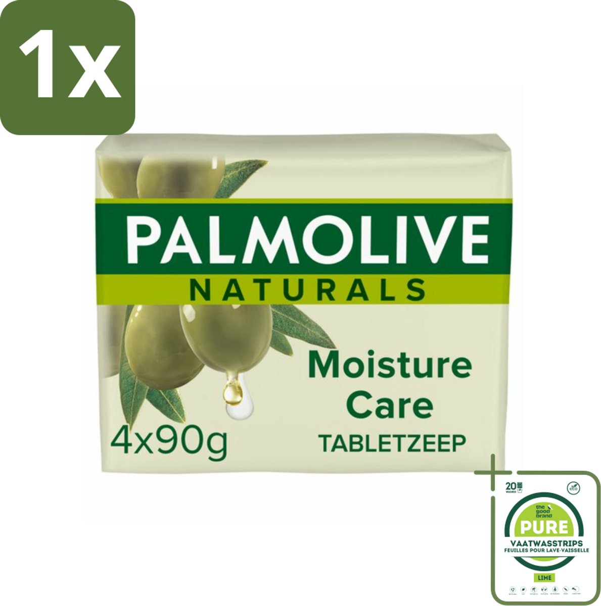 1 x Palmolive Tabletzeep Naturals Olijf Melk 4x 90 gr - Palmolive Zeep - Tabletzeep - Olijf & Melk - Natuurlijke Ingrediënten - Hydraterende Zeep