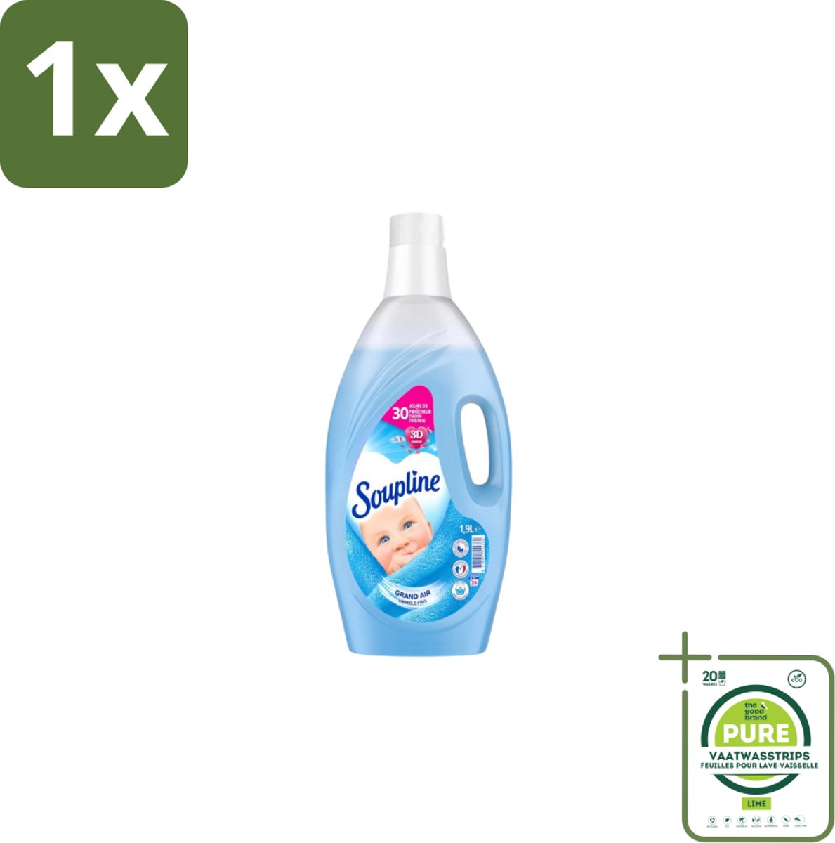 1 x Soupline – Wasverzachter – Hemels Fris – 1,9 L - Wasverzachter - Wasgoed Verzachter - Hemels Fris - Wasverzachter Hemels Fris - Wasverzachter Voor Kleding