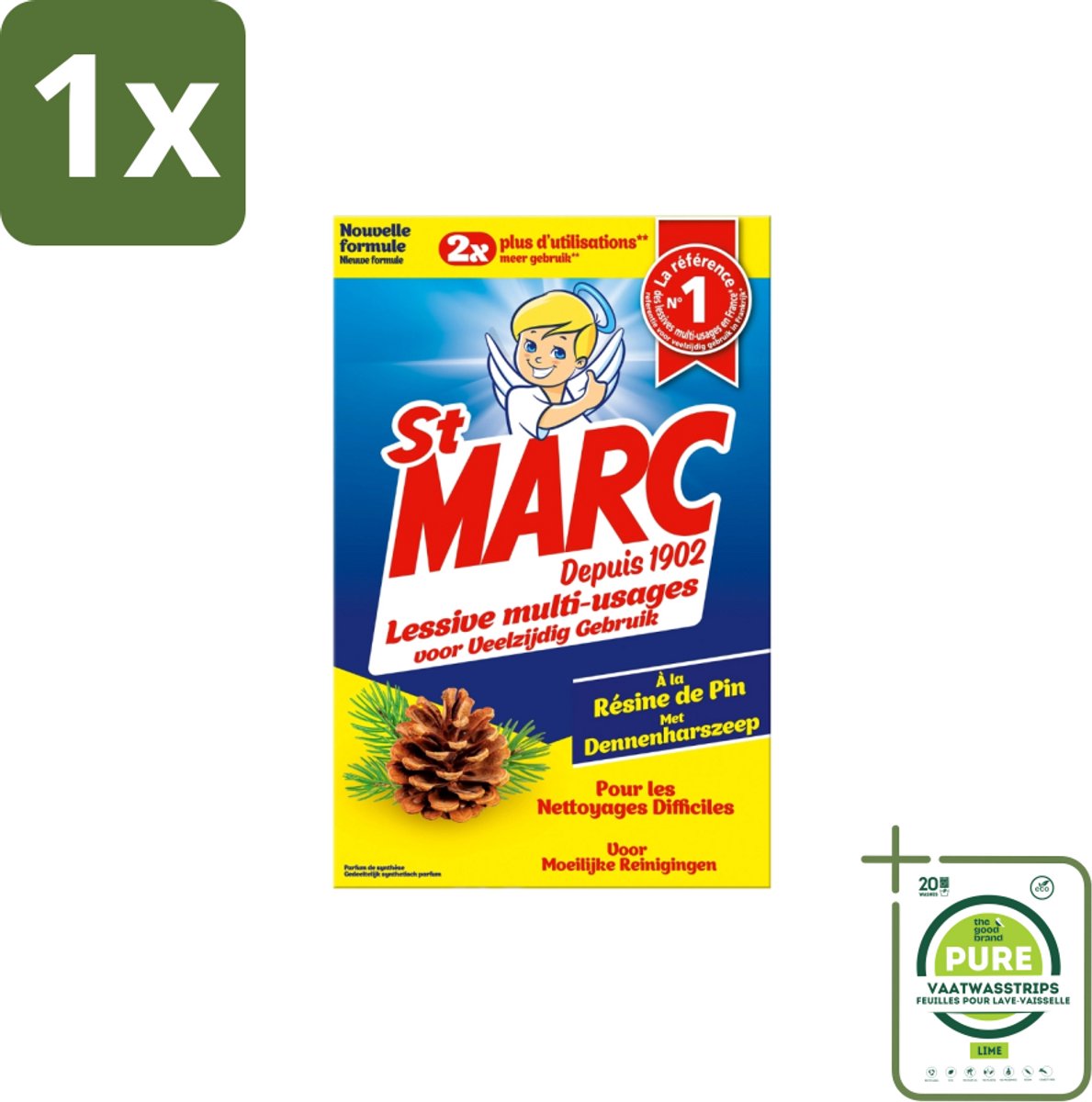 1 x St. Marc – Wasmiddel – Multifunctioneel Dennenhars – 1,4 kg - Reiniger - Dennenhars - Schoonmaak - Reinigingsmiddel - Vet Verwijderen
