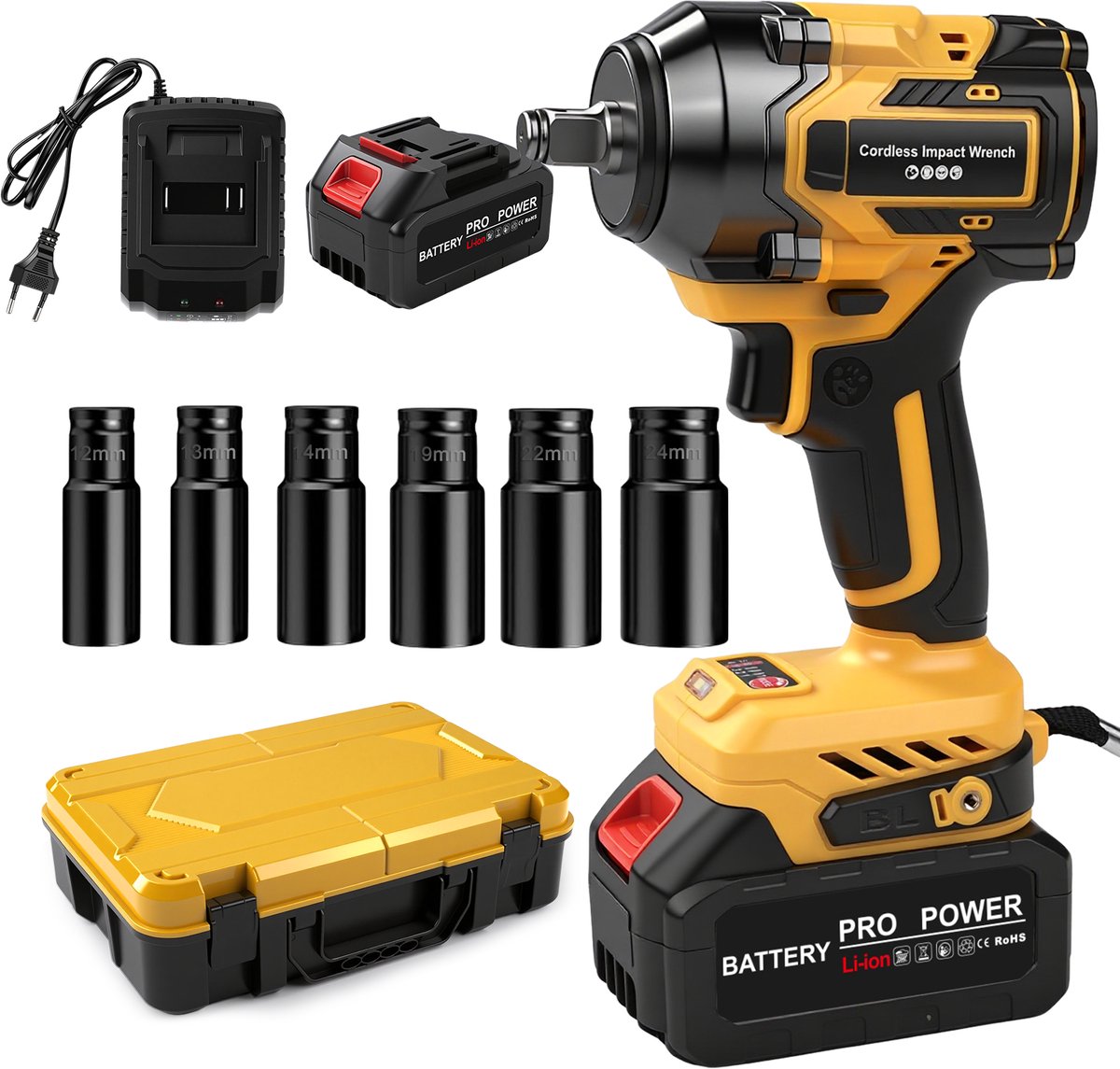 Creatorally Accu Slagmoersleutel - 21V 650Nm - Draadloze slagschroevendraaier - Boormachines - slagmoersleutelset - slagmoersleutel elektrisch - Hoog Koppel Slagmoersleutel met LED verlichting - voor Auto/Bandwissel