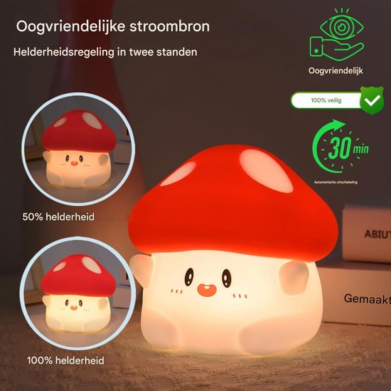 Ynkkvre - Pilz Nachtlicht - Pilzlampe - Dimmbares Kinder Nachtlicht - Kinderzimmer Sicher Nachtlicht - Dekor Pilzlampe - kindveilig - 30-minuten timer - nachtelijke begeleiding - aanraakbediening van Ynkkvre — afbeelding 3