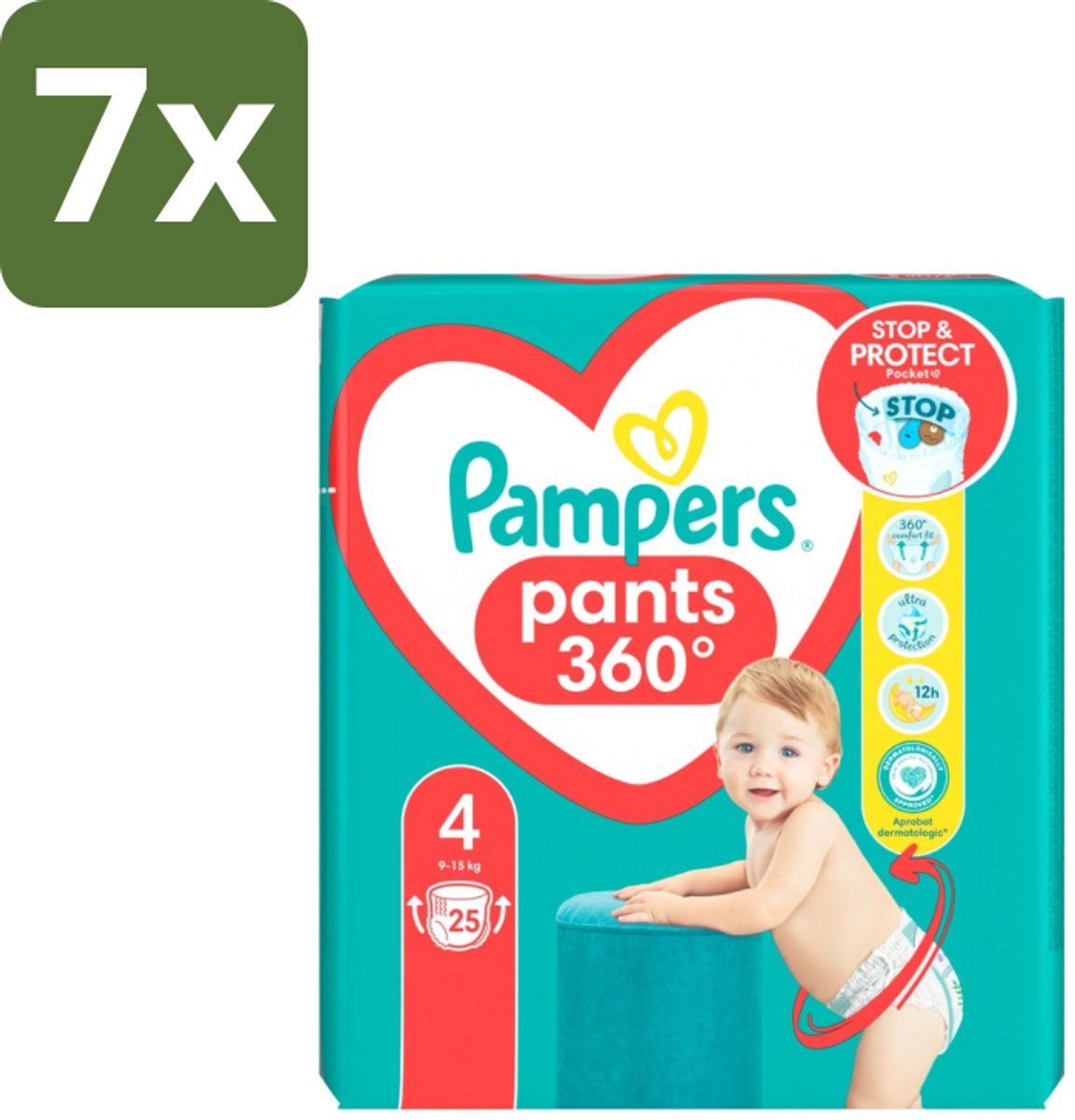 7 x Pampers – Luierbroekjes – Baby Dry Pants Maat 4 – 25 Luiers - Baby Luier - Droge Luier - Luier Voor Baby - Luier Maat 4 - Luier Voor 9-14 Kg