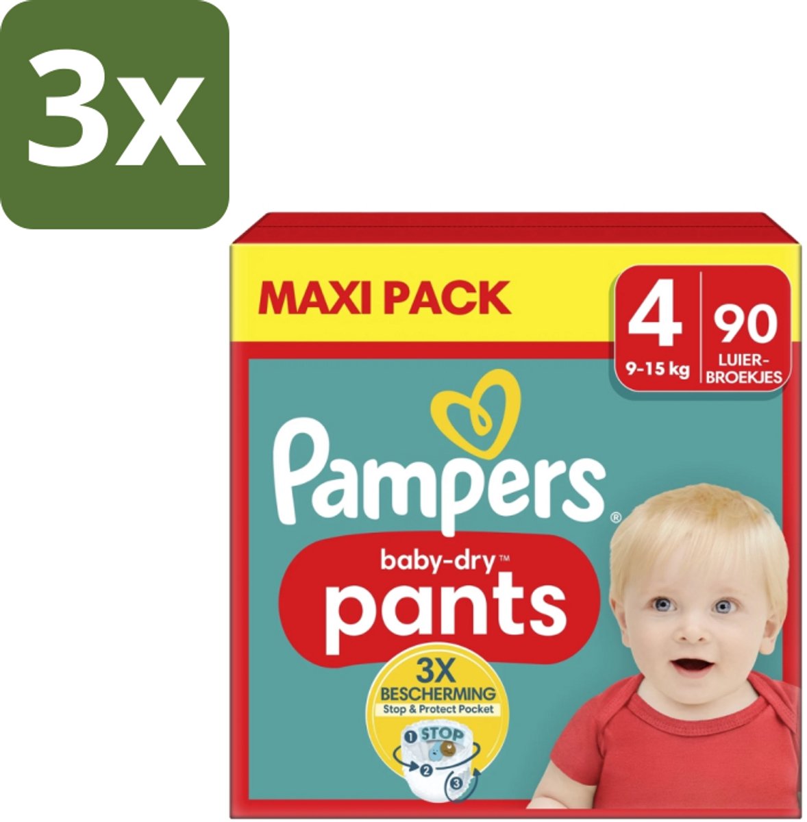 3 x Pampers – Luierbroekjes – Baby Dry Pants Maat 4 – 90 Luiers - Baby Luier - Luierbroek - Droge Luier - Luier Voor Baby - Luier Voor Kind