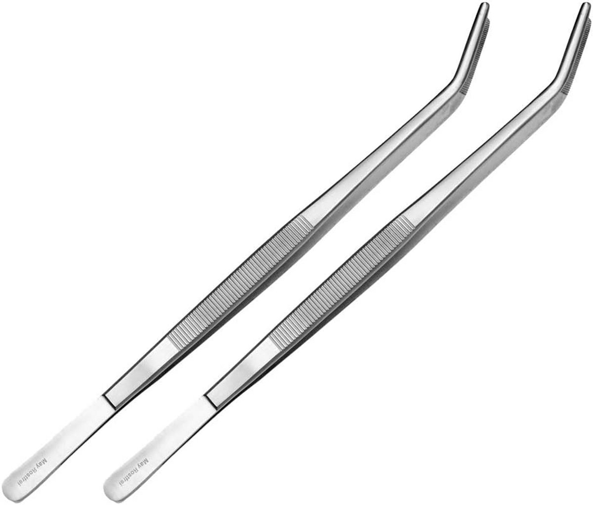 Set van 2 Gebogen Technische Pincetten - 25 cm - Precisie voor Modelbouw en Elektronica