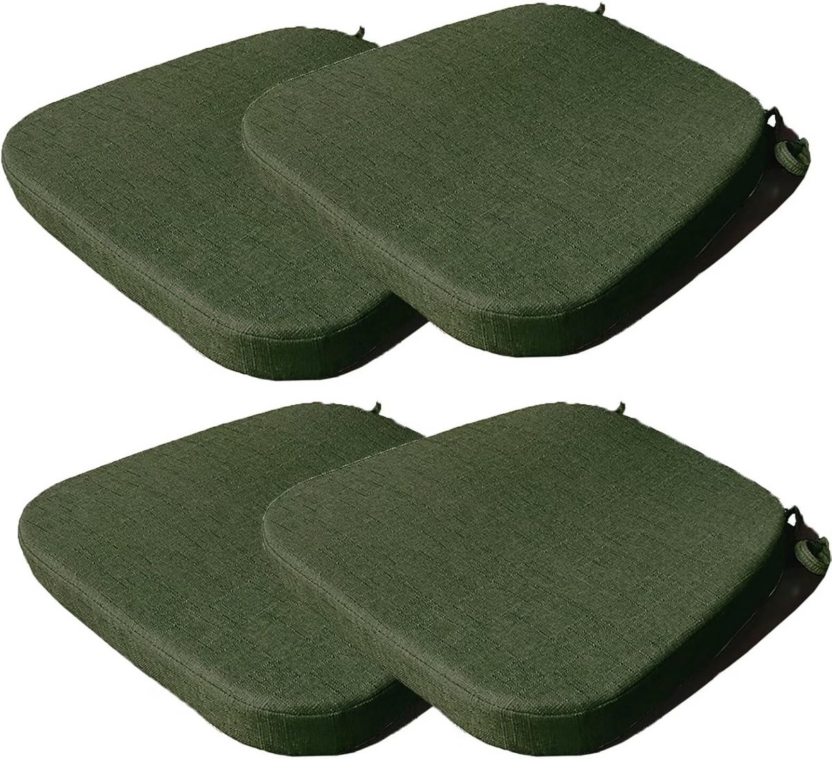 Set van 4 Stoelkussens 43x42 cm Dikke Zitkussens met Banden & Afneembare Hoes