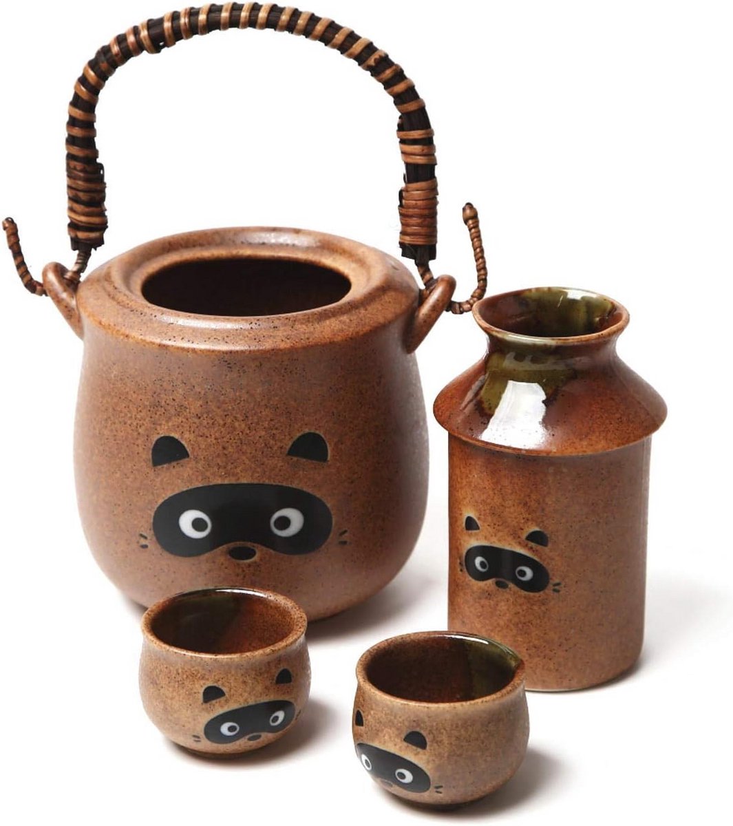 Traditionele Japanse Sake Set van Keramiek - 4-Delige Set met Warmer en Kopjes