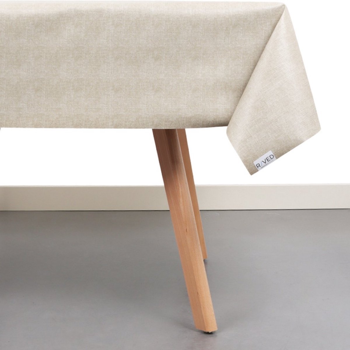 Raved Tafelzeil - 140x100 cm - Beige - Linnen Look - Afwasbaar PVC