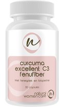Natural Women Care - Curcuma Excellent C3 Fenufiber - Gepatenteerd Curcuma C3 Complex - Met Fenegriek en Bioperine - Trademark ingrediënten van Sabinsa