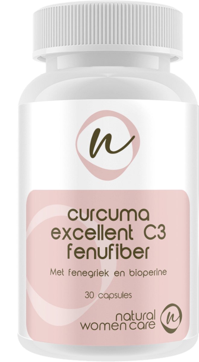 Natural Women Care - Curcuma Excellent C3 Fenufiber - Gepatenteerd Curcuma C3 Complex - Met Fenegriek en Bioperine - Trademark ingrediënten van Sabinsa