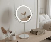 OMNIEXA make-up spiegel - 360 rotatie - 3x vergroting - LED met touchbediening – 3 lichtkleuren - Dimbaar Wit