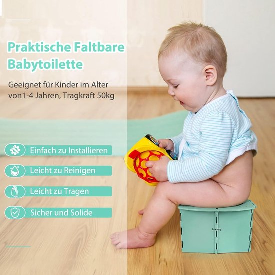 Reispotje voor kinderen, herbruikbaar draagbaar opvouwbaar potje voor peuters, opvouwbaar toilet voor kamperen in de buitenlucht, potje voor peuters (groen) — afbeelding 4