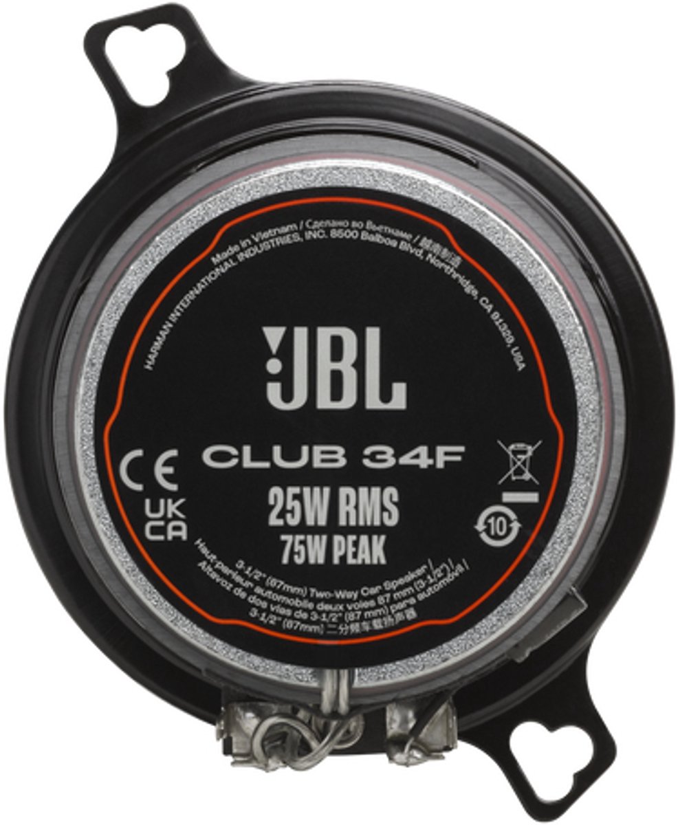 JBL Club 34F - Autospeakers - 3,5” Inch (87mm) 2-weg Coaxiaal - 75W Piek / 25W RMS - Set van 2 – foto 4