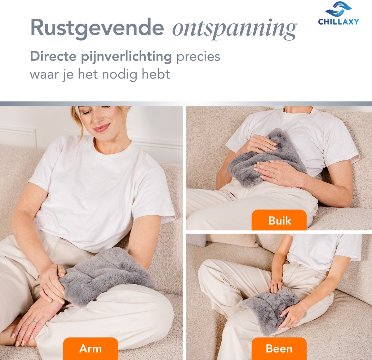Chillaxy - Pittenzak - Kersenpitkussen - Pittenkussen Magnetron - Warmtekussen - Grijs — afbeelding 4
