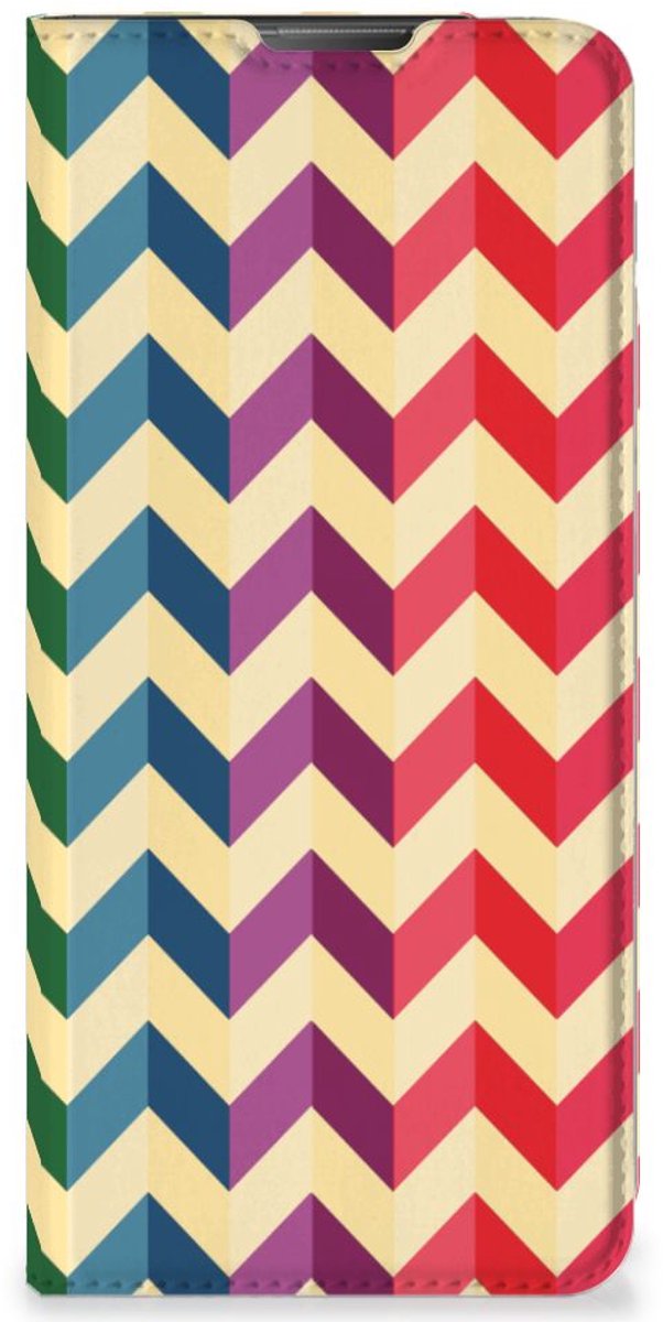 Standcase Hoesje voor Motorola Moto E20 Hoesje met Magneet Zigzag Multi Color