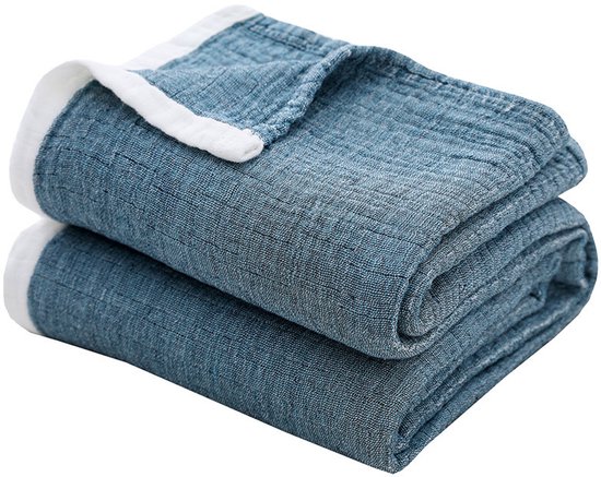 Deken - Comfortabele deken - Zachte deken - Zachte en comfortabele katoenen sprei - Katoenen sprei deken - Woonkamerdeken - Geschikt voor alle seizoenen - Kan gebruikt worden als bankhoes - Geschikt voor slaapkamer - 150x200 cm - Blauw
