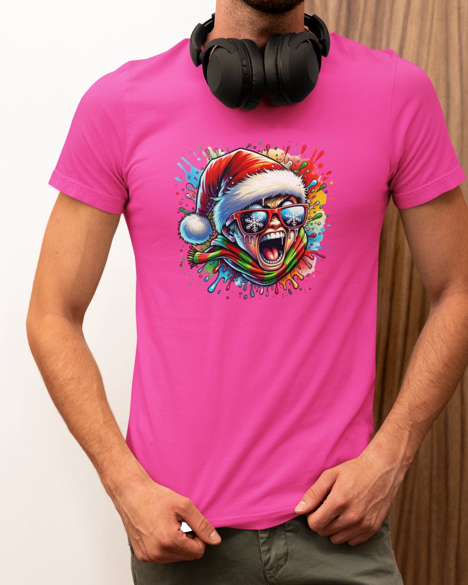 Xmas Freakout Santa - Kerst T-shirt Roze - Grappig T-shirt - Maat S - Kerst Cadeau Mannen - Limited Edition