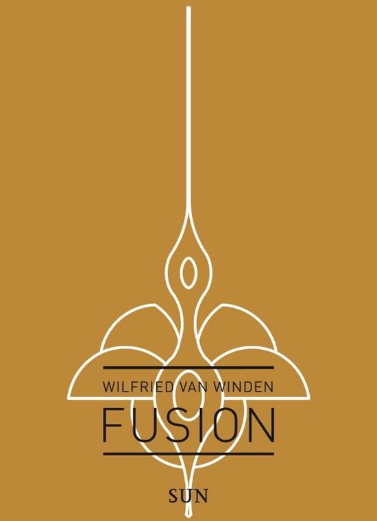 Gouden achtergrond met een witte gestileerde bloem en de tekst WILFRIED VAN WINSEN FUSION SUN.