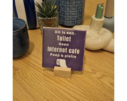 Tegeltje met Tekst: Toilet Internet Cafe | Paars-Wit | Cadeau - Kerst - Geschenk | 10x10cm | JSI Epoxy&More