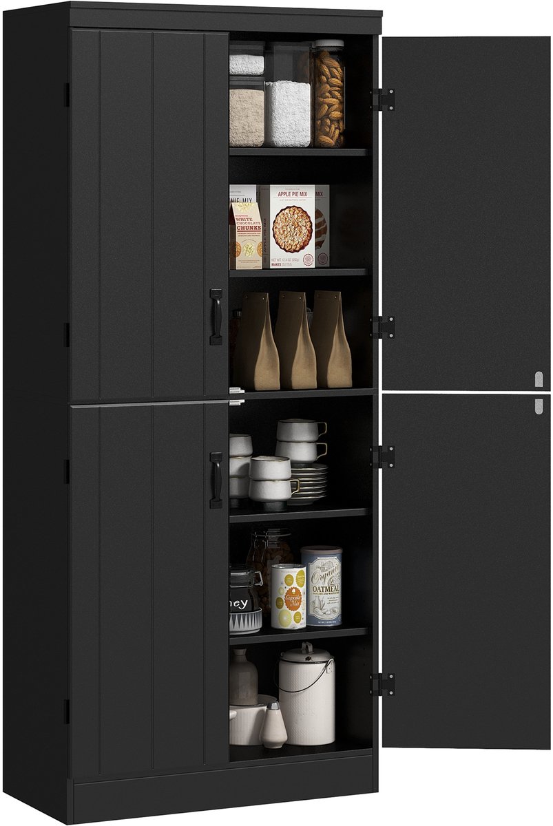 HOMCOM-Keukenkast-MDF-76x40x176,7cm-Zwart