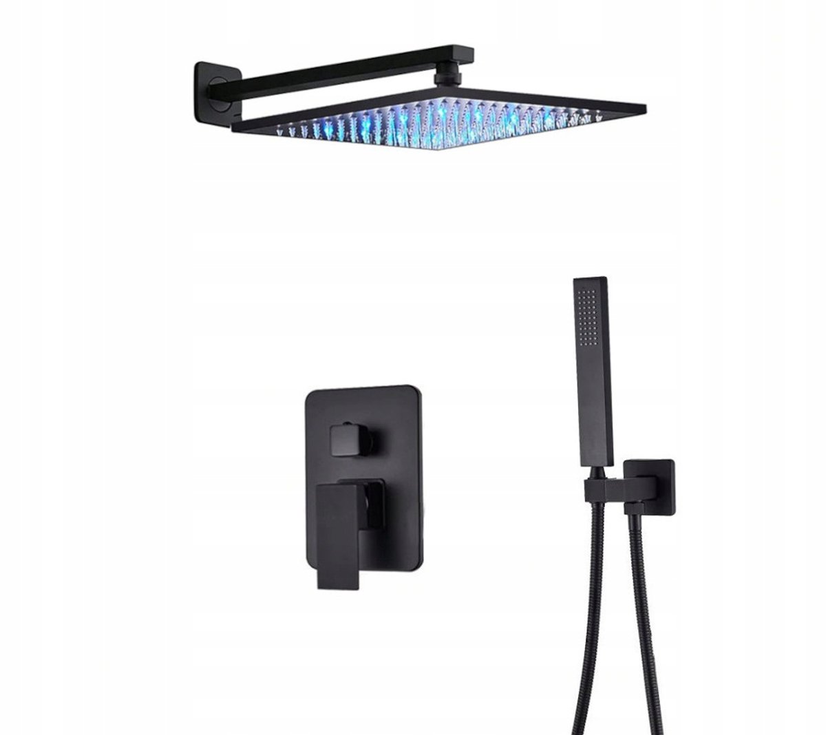 Zwart Mat Doucheset Inbouw met 25cm Regendouche & LED