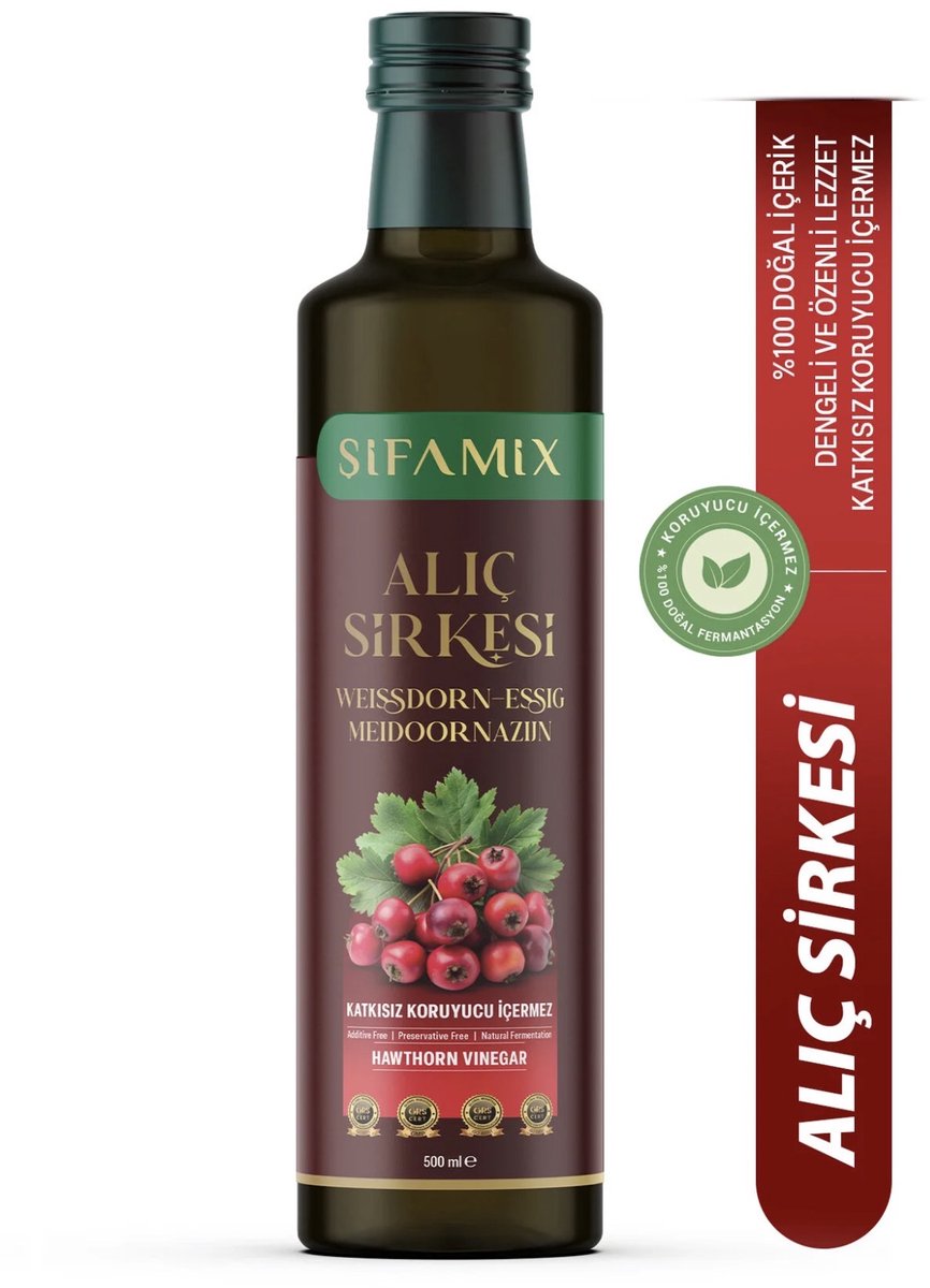 Sifamix Meidoornazijn | Alic sirkesi - Natuurlijke Fermentatie | Biologische Gefermenteerde Azijn 500 ml