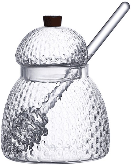 Point Virgule set van honingpot en lepel uit gehamerd borosilicaatgla | bol