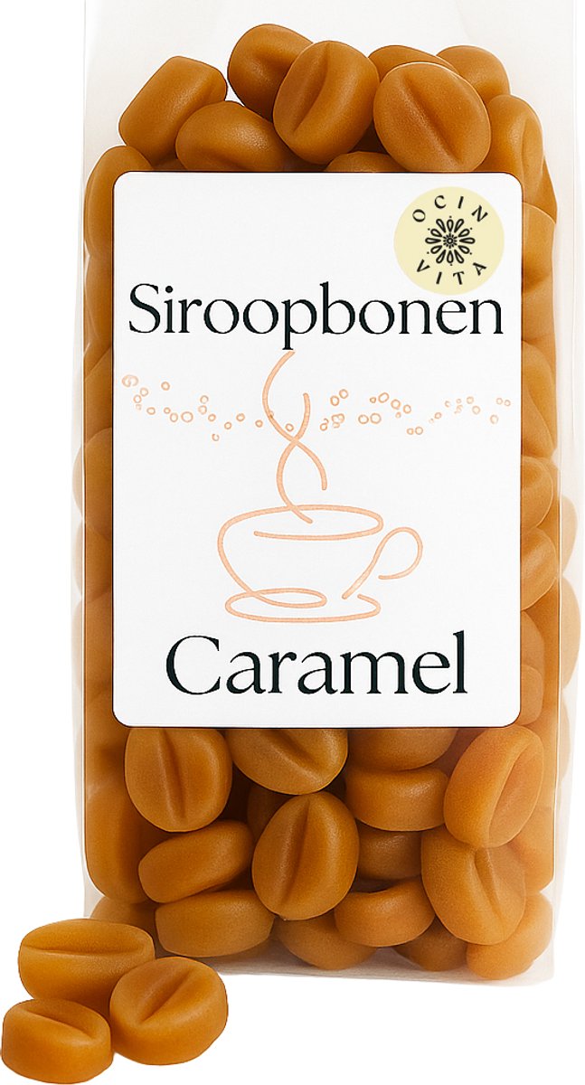 Siroopbonen Karamel 200 g – Koffiesiroop in boonvorm | Vervanger voor koffielikeur | Heerlijke smaakmaker voor koffie of cappuccino | Ocin Vita