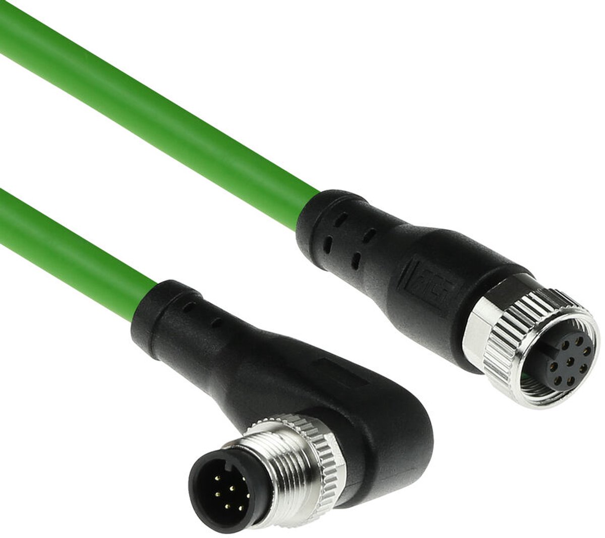 ACT SC3942 Industriële Sensorkabel | M12A 8-Polig Male Right Angled naar M12A Female | Ultraflex TPE kabel | Afgeschermd | IP67 | Groen | 3 meter