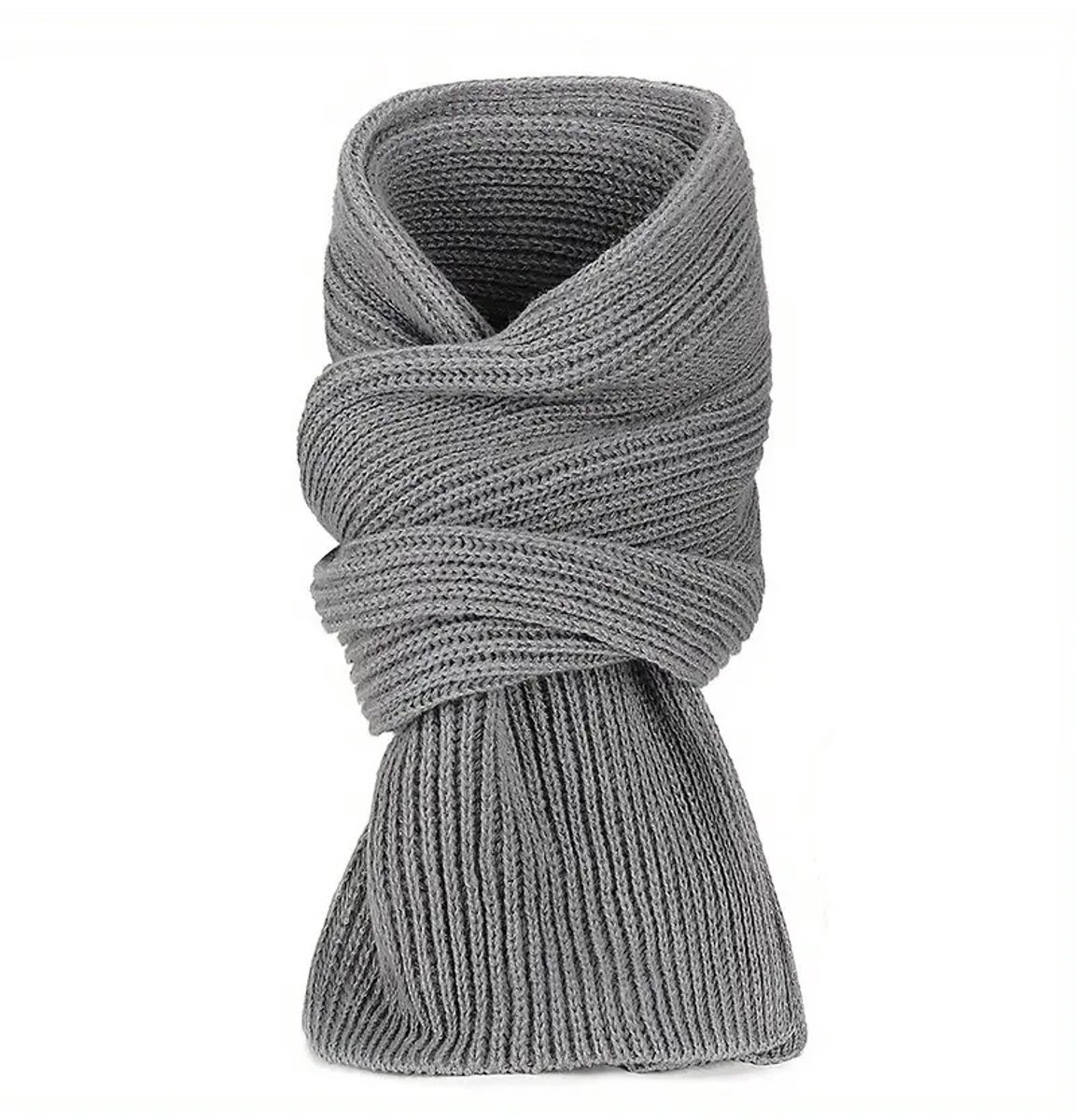 Sjtoer® - Elegante winter sjaal - Grijs - voor Mannen en Vrouwen - Effen Kleur - Gebreide Stijl - Kerstcadeau - Feestdagen