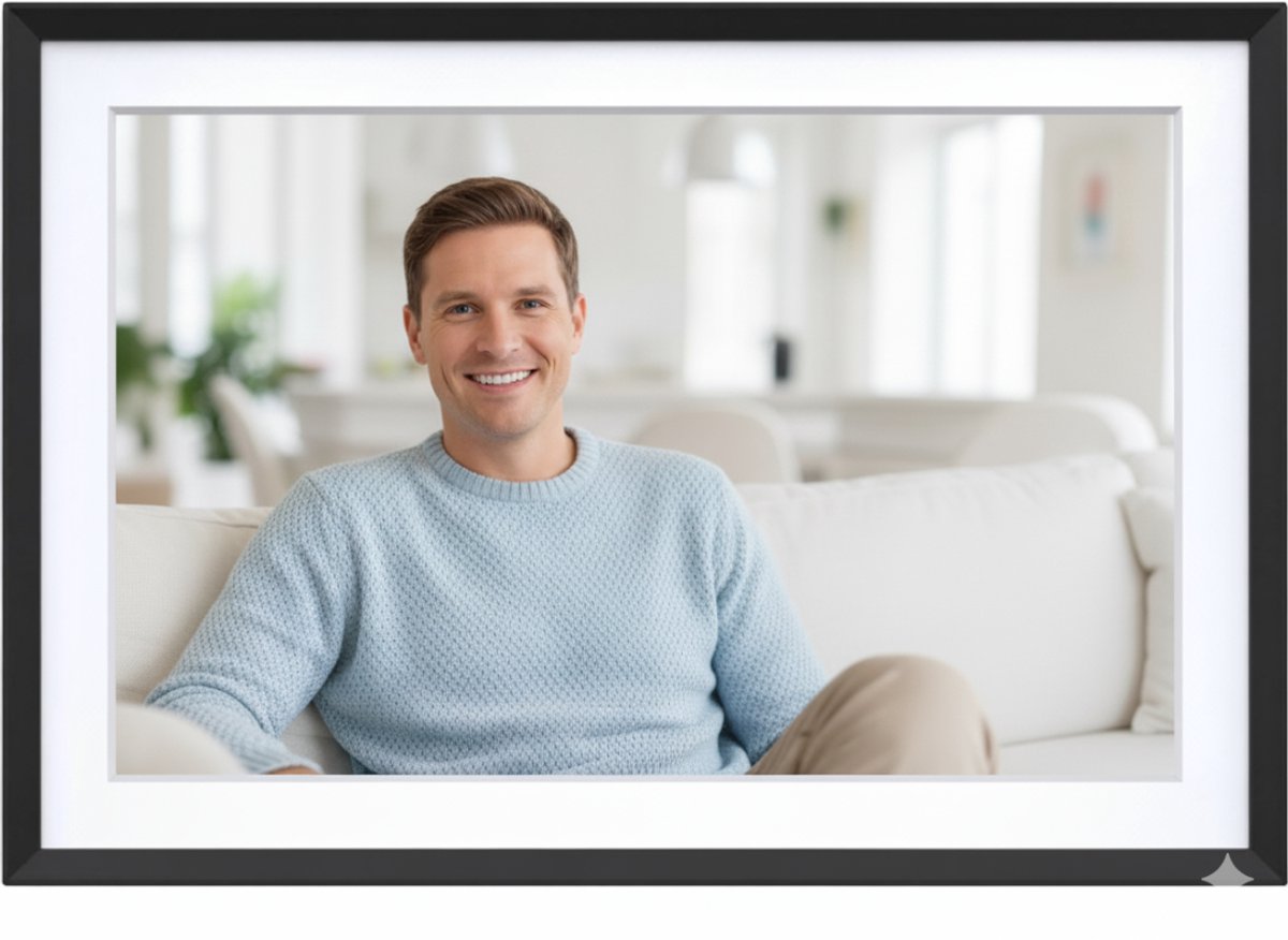 White-Label® Digitale Fotolijst met Wifi - Fotolijsten - Frameo App - HD Kwaliteit - Zwart met Wit