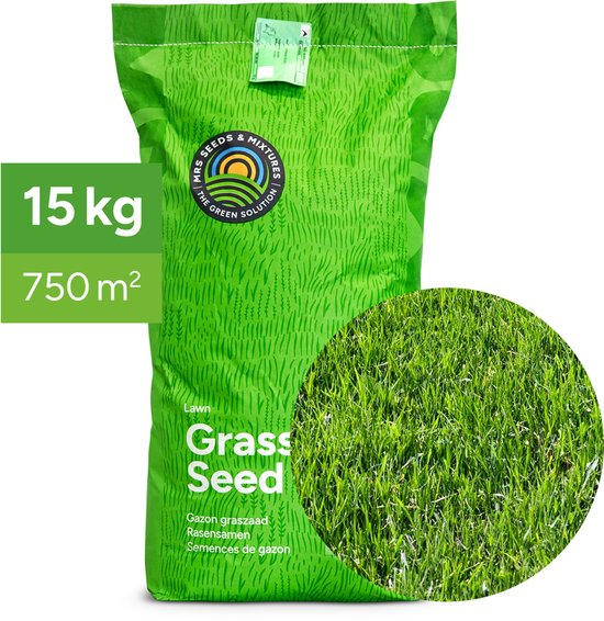 MRS Turbo Green Herstel Graszaad - 15 kg voor 750 m² - Razendsnelle kieming - Geeft onkruid geen kans - Twee soorten Engels raaigras - Vol, sterk en supergroen - NAK-gecertificeerd