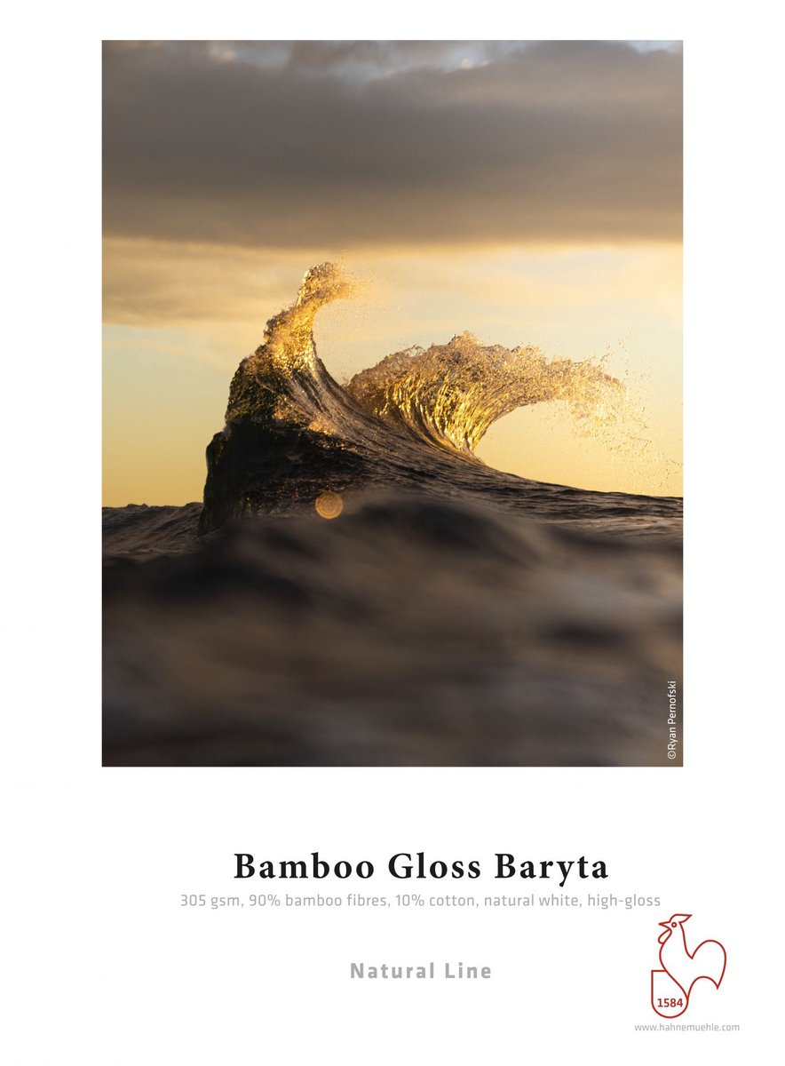 Bamboo Gloss Baryta. A3+/25vel. 305grs/m2.Hoogglans, natuurlijk wit.