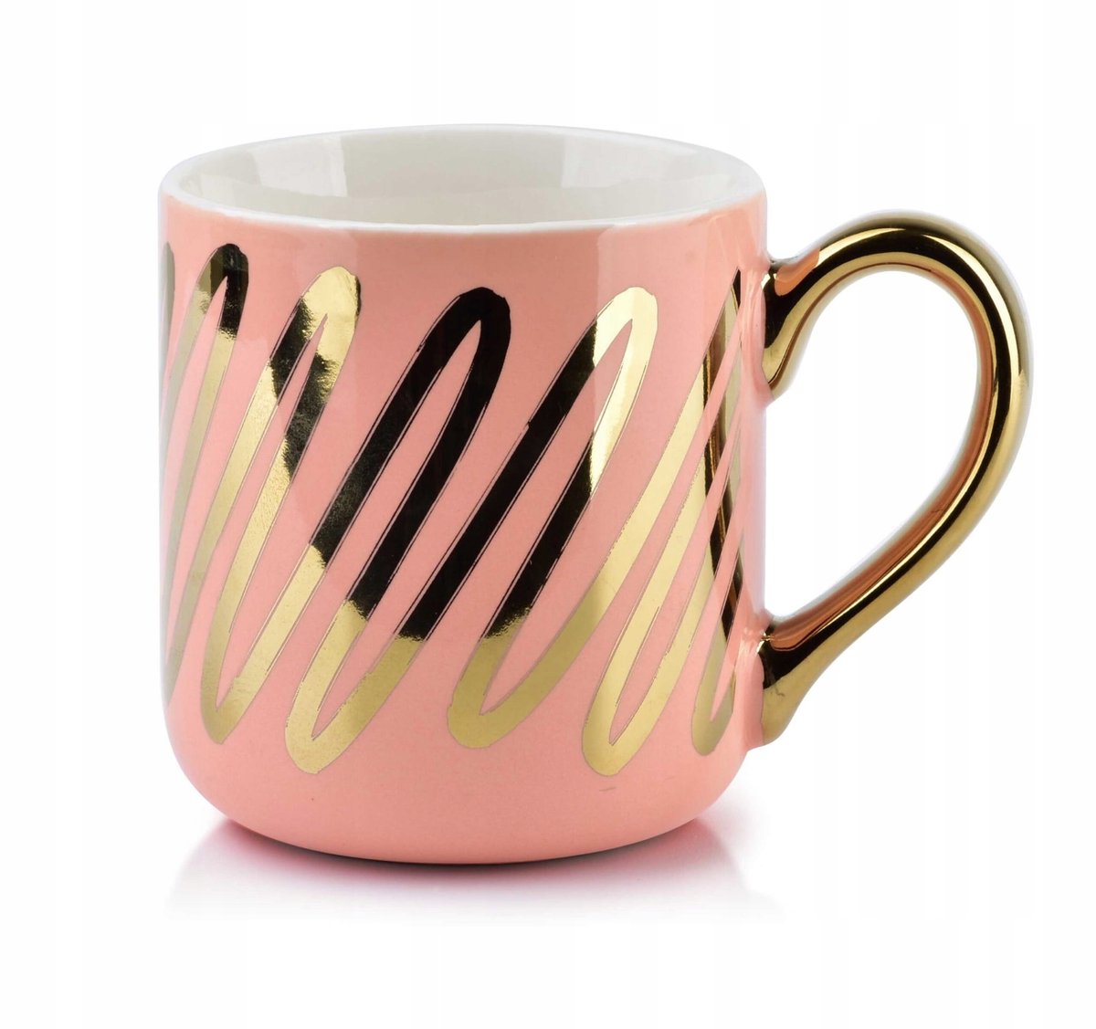 Porseleinen Mok Madison 365ml - Rose Met Gouden Abstracte Decoratie