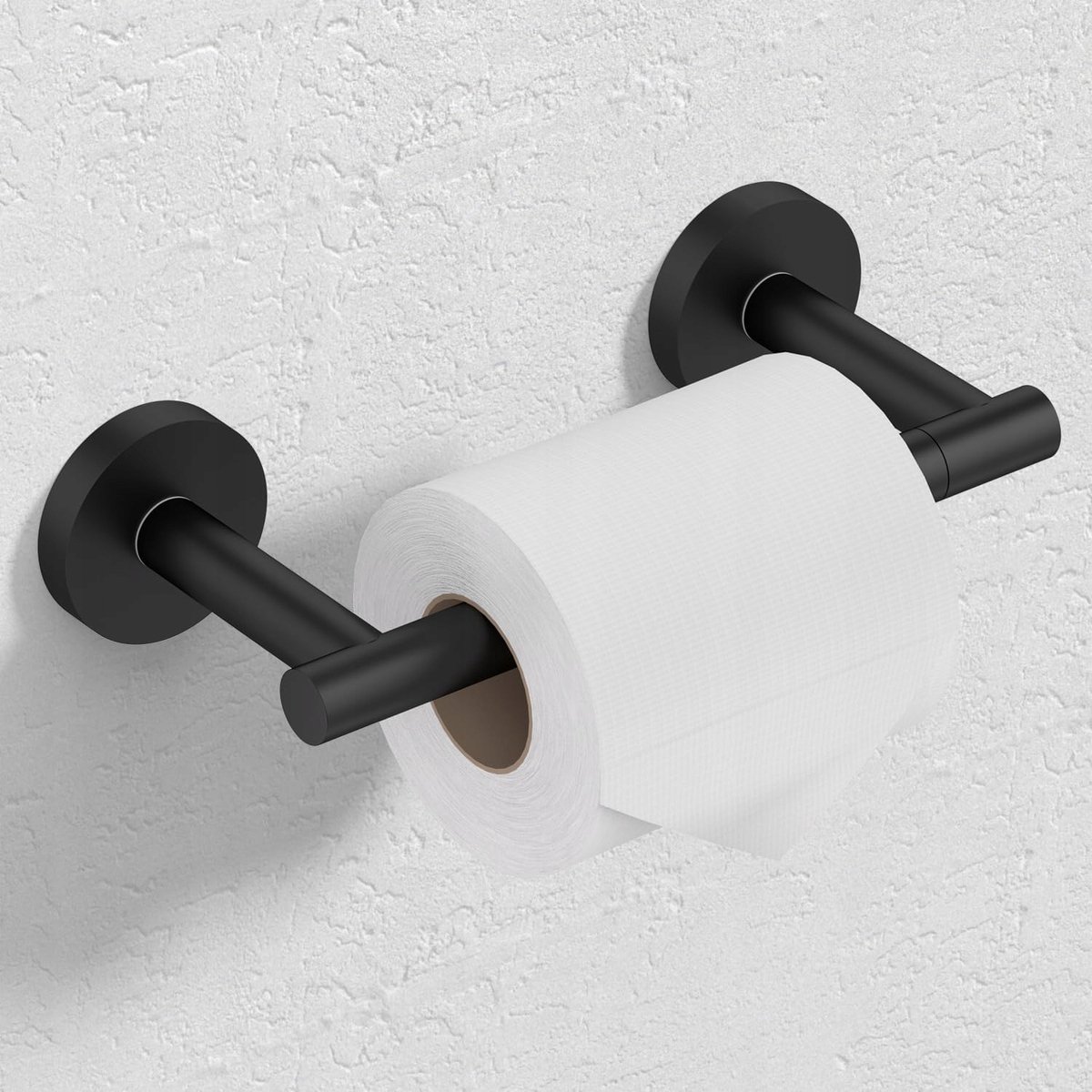 Merkloos Matzwarte roestvrijstalen wandhouder toiletpapier - Stijlvol en duurzaam