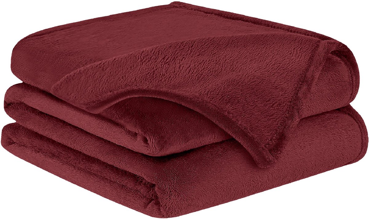 BARBONS fleece deken - plaid dekens - 220x240 - zachte warme fluffy - rood