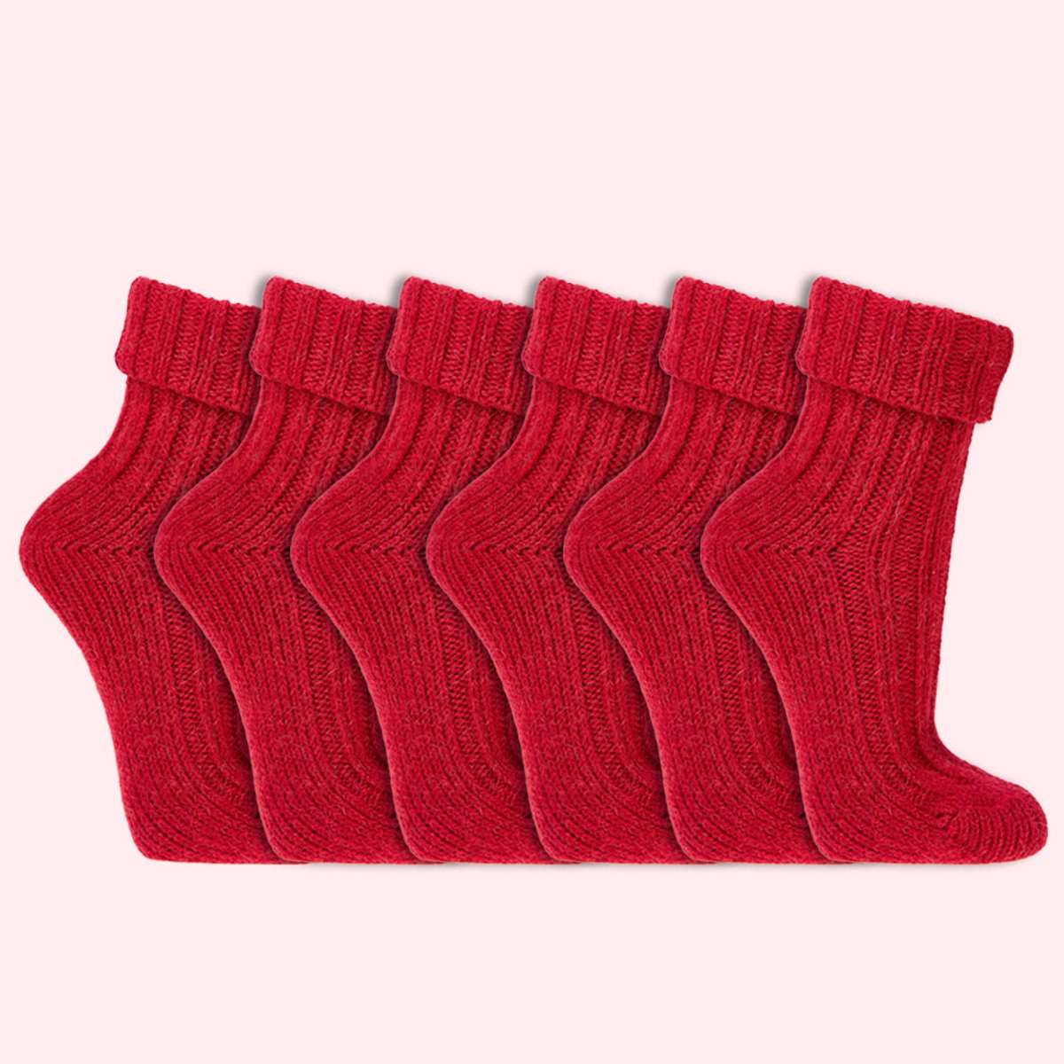 Wollen sokken | Alpacawol | Krimpvrij | Kleur: Rood | 6 paar