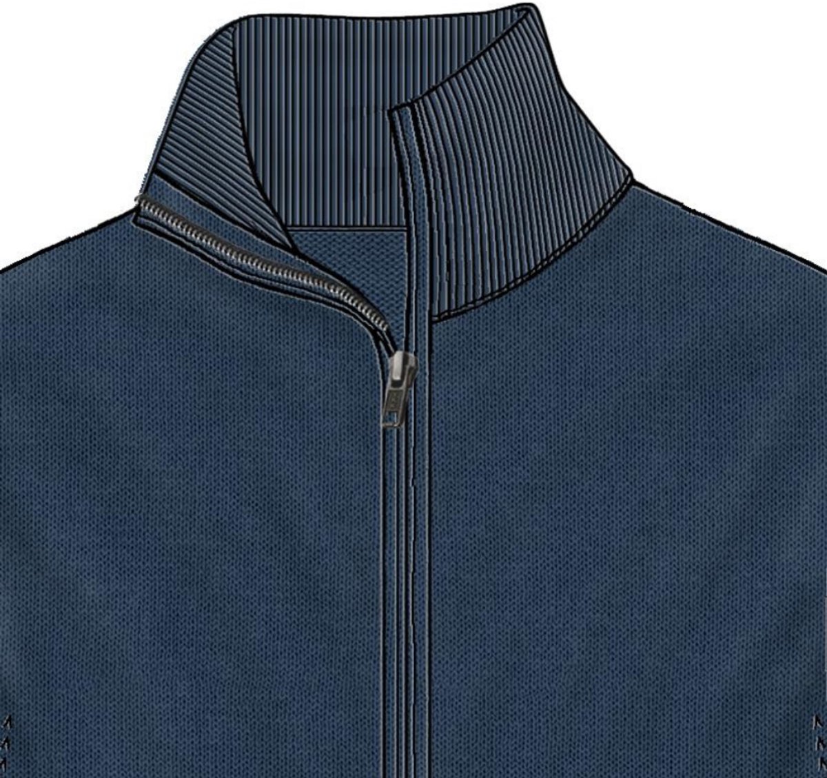 Pullover met rits wol viscose denim