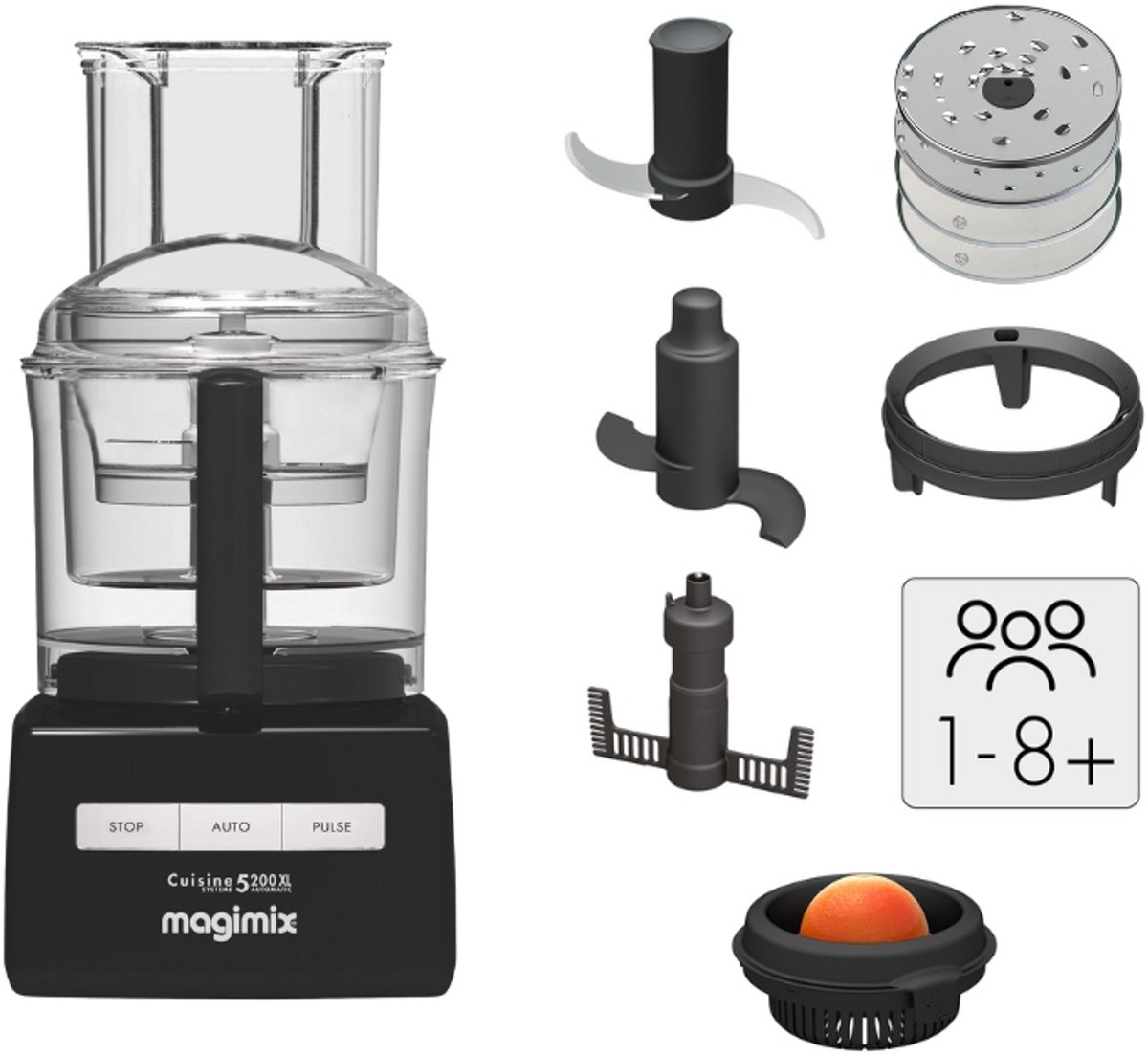 Magimix - CS 5200 XL - Foodprocessor - Citruspers - Blokjes & staafjes kit - Zwart thumbnail 6