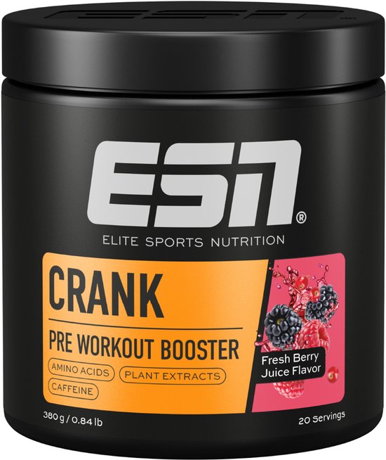Foto: Esn crank fresh berry juice 380 g pre workout booster met citrulline voor een optimale trainingsbeleving 100 vegan gemaakt van zuiver plantaardige grondstoffen made in germany