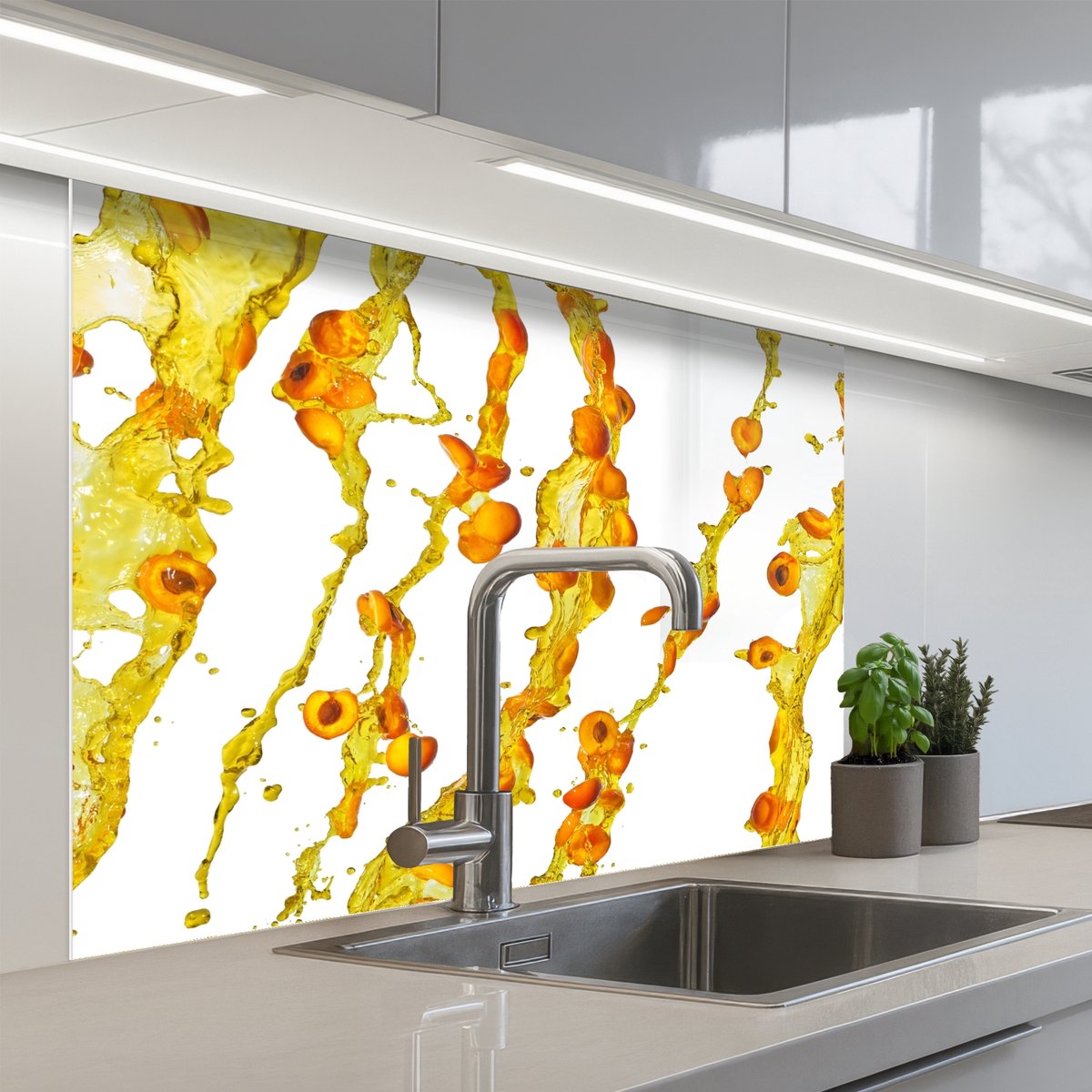 Keuken achterwand 100x80 cm - Spatscherm zelfklevend Oranje - Geel - Splash - Fruit - Muurbeschermer - Spatwand fornuis