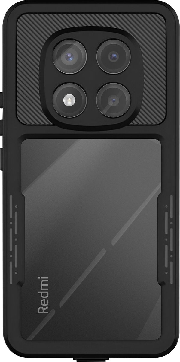 Redpepper, Waterdicht hoesje voor Redmi Note 14 Pro 5G IP68 Schokbestendig 2m met Inclusief Polsband, Zwart