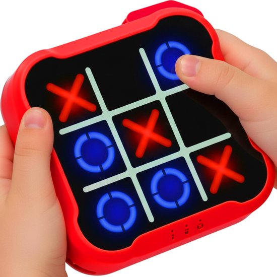 Silvergear Boter Kaas en Eieren Spel 3-in-1 - Whack A Mole - Tic Tac Toe - Memory Spelletjes - Reisspelletjes Kinderen - Educatief Speelgoed - Reisspellen - Cadeau voor Jongens en Meisjes - Vakantie Vliegtuig / Auto - Reizen - 6, 7, 8, 9+ Jaar - Rood