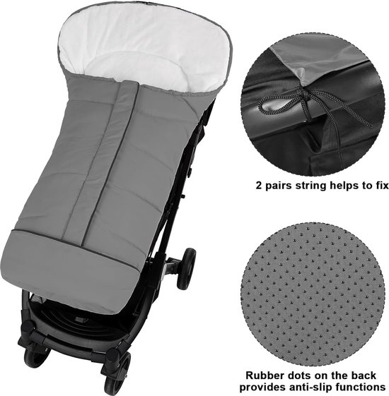 Voetenzak voor kinderwagen-Wandelwagenhoes voor de winter, voetenzak voor peuters, universeel voor de meeste kinderwagens, waterafstotend, warm koraal, slaapzak voor kinderwagens, lichtgrijs van Merkloos — afbeelding 5